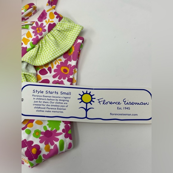 FLORENCE EISEMAN: Floral Bikini with Checkered Ruffle, Size: 24 Months. NEW - Picture 7 of 7